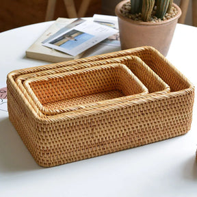 Cesto de Palha Rattan Feito a Mão